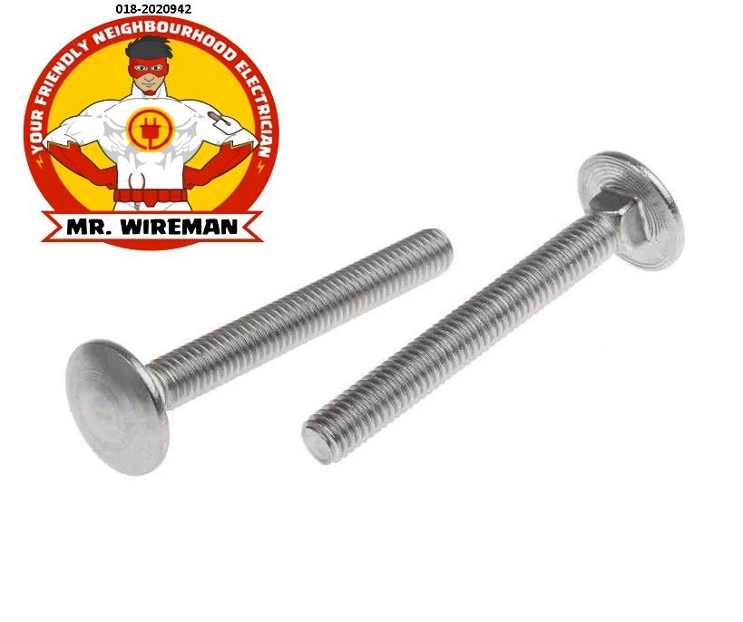 Plain Stainless Steel Coach Bolt, M6 x 50mm