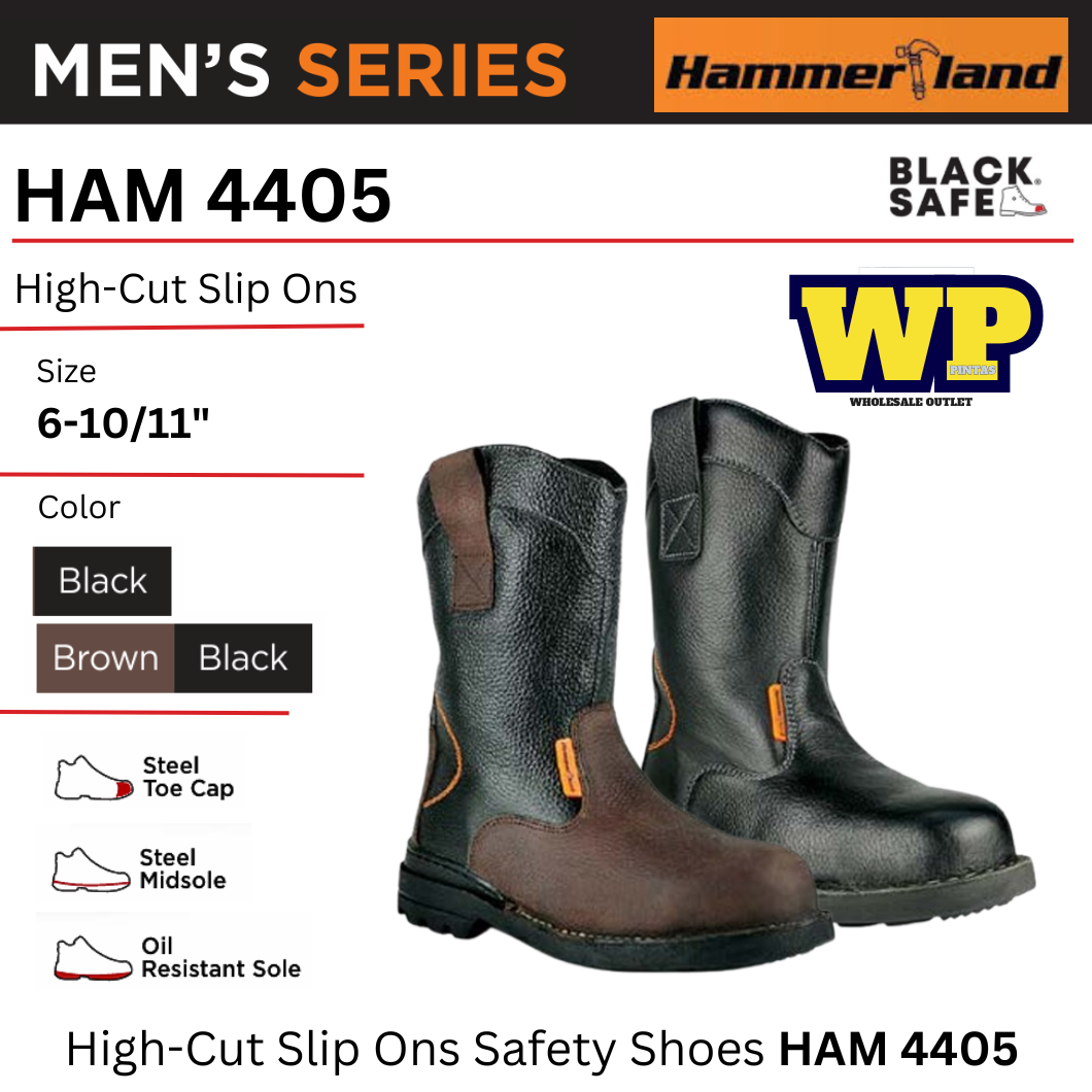 HAMMERLAND (HAMMERLAND FOR BLACK HAMMER) HAMMERLAND HIGH-CUT SLIP ONS SAFETY SHOES - HAM 4405 / BLACK HAMMER / BLACK SAFE / HIGH-CUT SLIP ONS / SAFETY SHOES / SAFETY BOOTS / FOOT PROTECT / KASUT KILANG / KASUT KESELAMATAN / HAM 4405