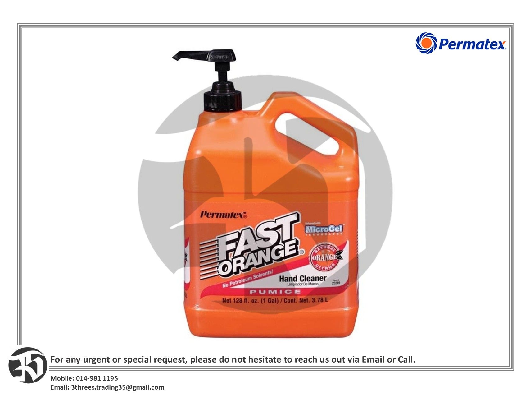 Permatex Fast Orange Hand Cleaner 3.78L
