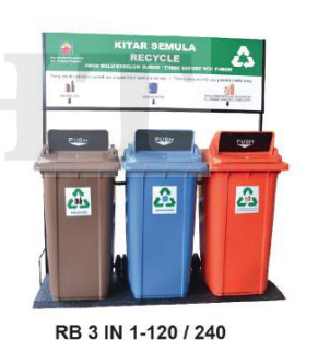 RECYCLE BIN 3IN1 COMES WITH SIGNAGE AND PLATFORM - 120L / 240L