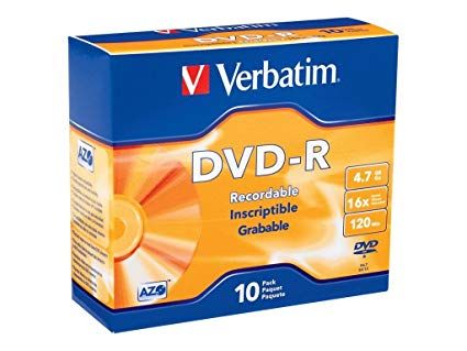 VERBATIM 95099 DVD-R 4.7GB 16X 120MIN + SLIM CASE (MEDIA) 10in1 /Verbatim /Verbatim 95099 /DVD-R /16x /10 IN 1/Media