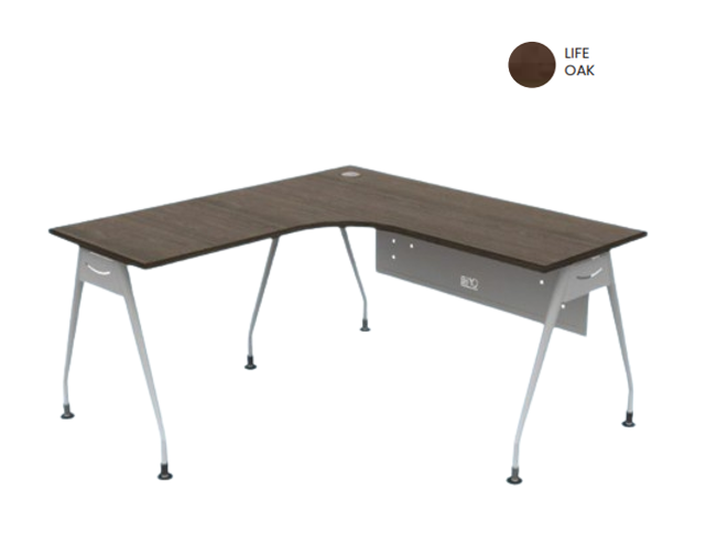 OFIS SMILE SERIES L-SHAPE TABLE (OF-SM-LS15) + MOBILE PEDESTAL [OFP-MP2D1F (H)] COLOR: ORISSA ASH