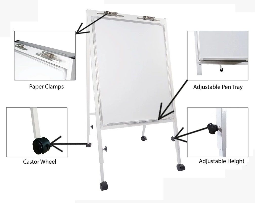 Flip Chart Magnetic Whiteboard 3'x2' 900mm x 200mm Whiteboard (FREE GIFT)