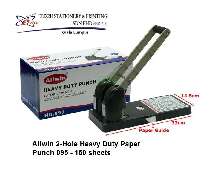 Allwin 2-Hole Heavy Duty Paper Punch 095 - 150 sheets Capacity (penumbuk 2 lubang, puncher paper, 2 Hole Puncher, heavy duty puncher)