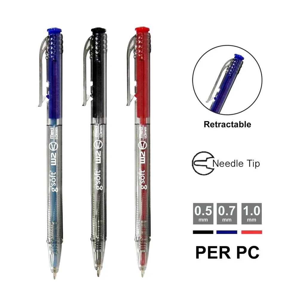 GSOFT BALL POINT PEN W2 1.0MM [BLACK] 50PCS/DRUM