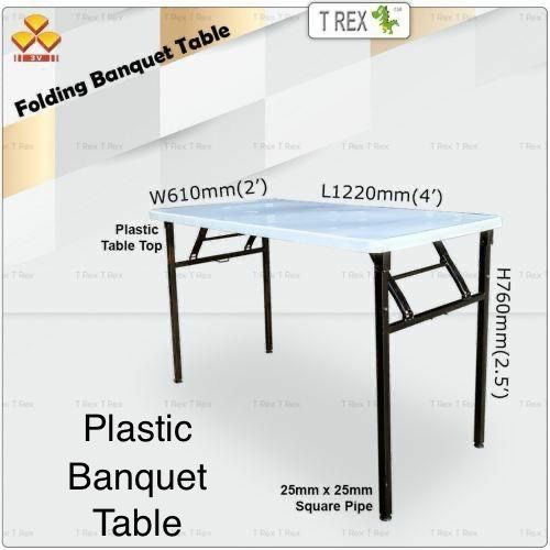 PLASTIC BANQUET TABLE, RECTANGULAR , 2' X 3' / 2' X 4' / 2' X 5' / MEJA LIPAT