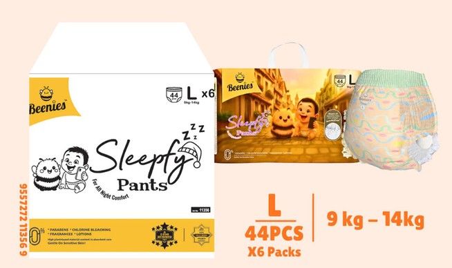 Beenies Sleepfy Pants – 6 Packs per Carton | Baby Diaper Pants (M / L / XL / XXL) 11306 L-Pants 1Ctn SL-11355-11358