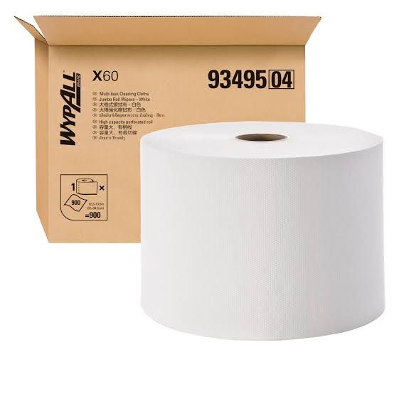 WypAll庐 X60 Wipers Jumbo Roll (93495), White 1-Ply, 1 Roll / Case