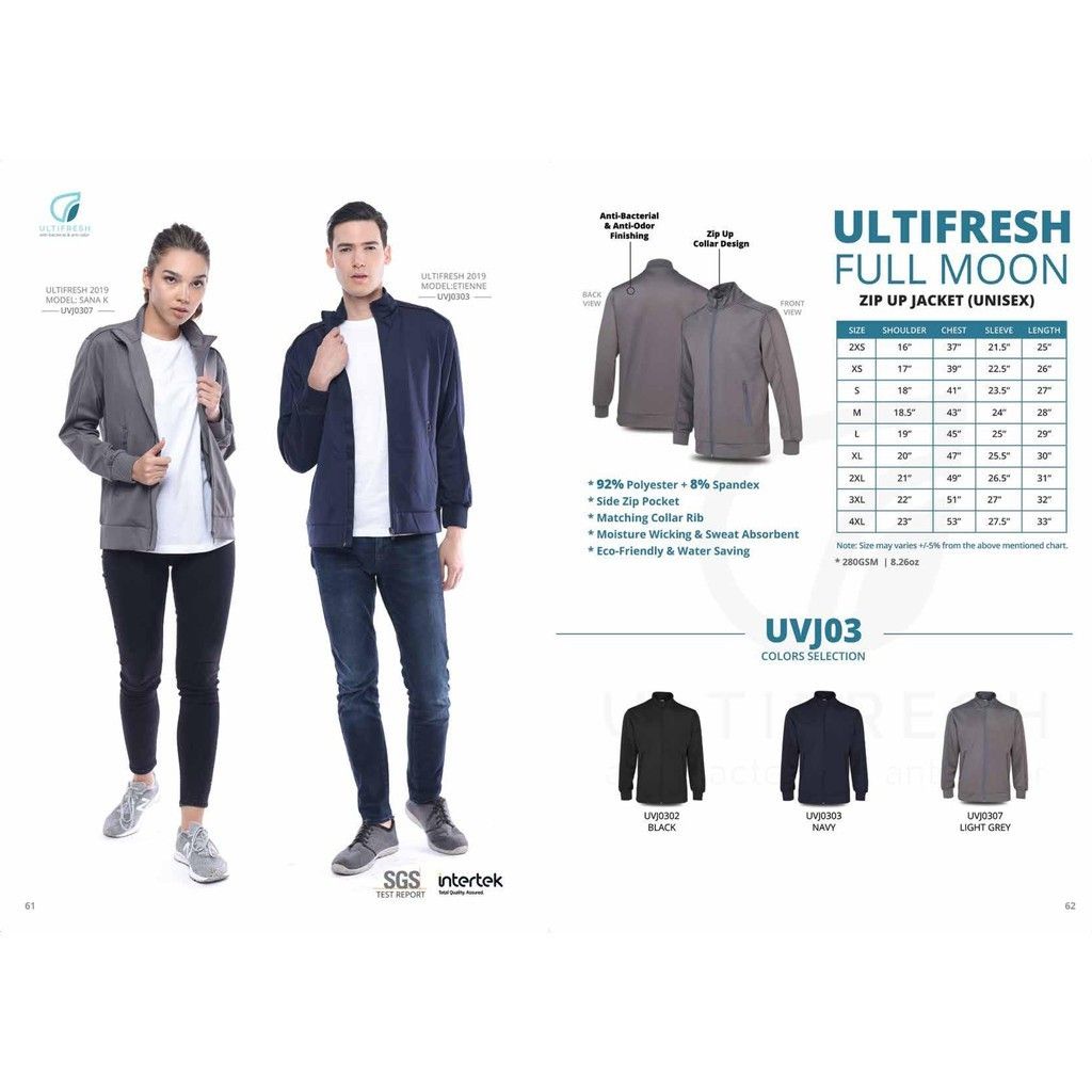 Full Moon Zip Up Jacket Unisex Anti-Bacterial (Custom Logo&Design)