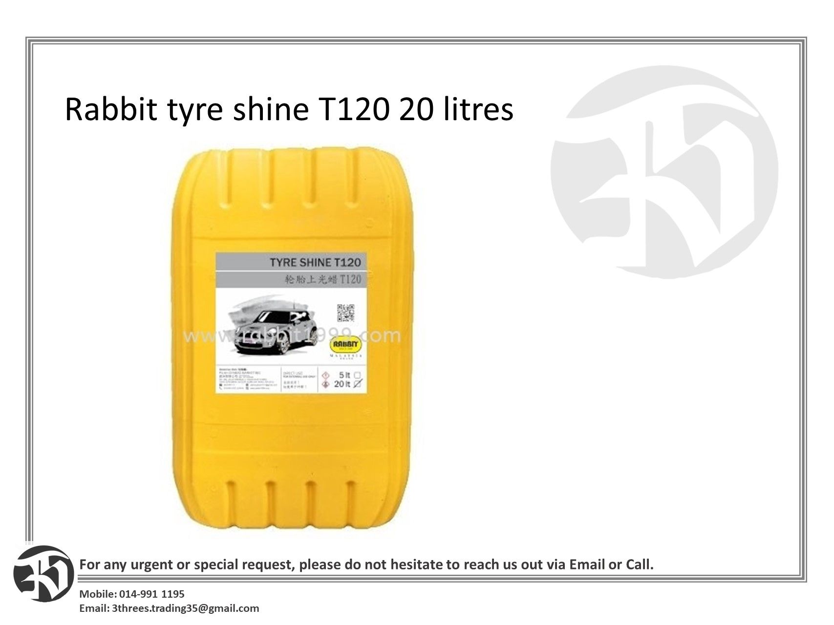 Rabbit tyre shine T120 20 litres