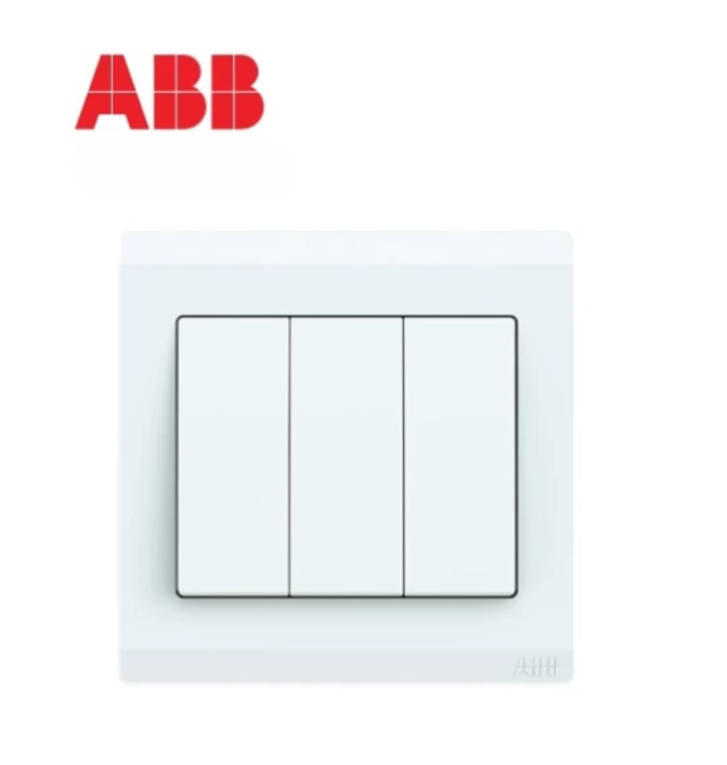 ABB INORA 3 GANG 1-WAY 10AX SWITCH WHITE (BL103)