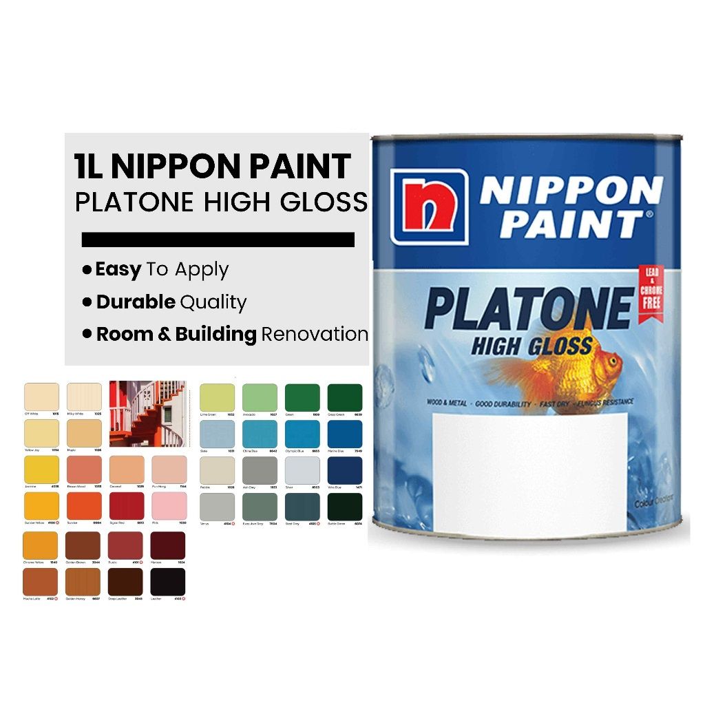 NIPPON PAINT Platone Hight Gloss 1L Wood & Metal Paint Oil-Based