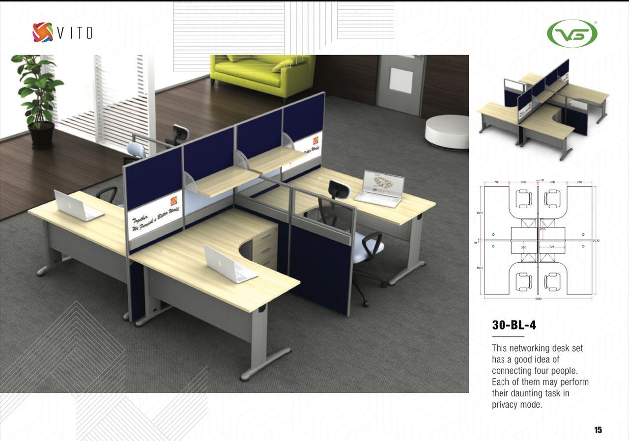 VS CUSTOMISE : WORKSTATION OF 4 / CLUSTER OF 4 PERSONS / OFFICE TABLE