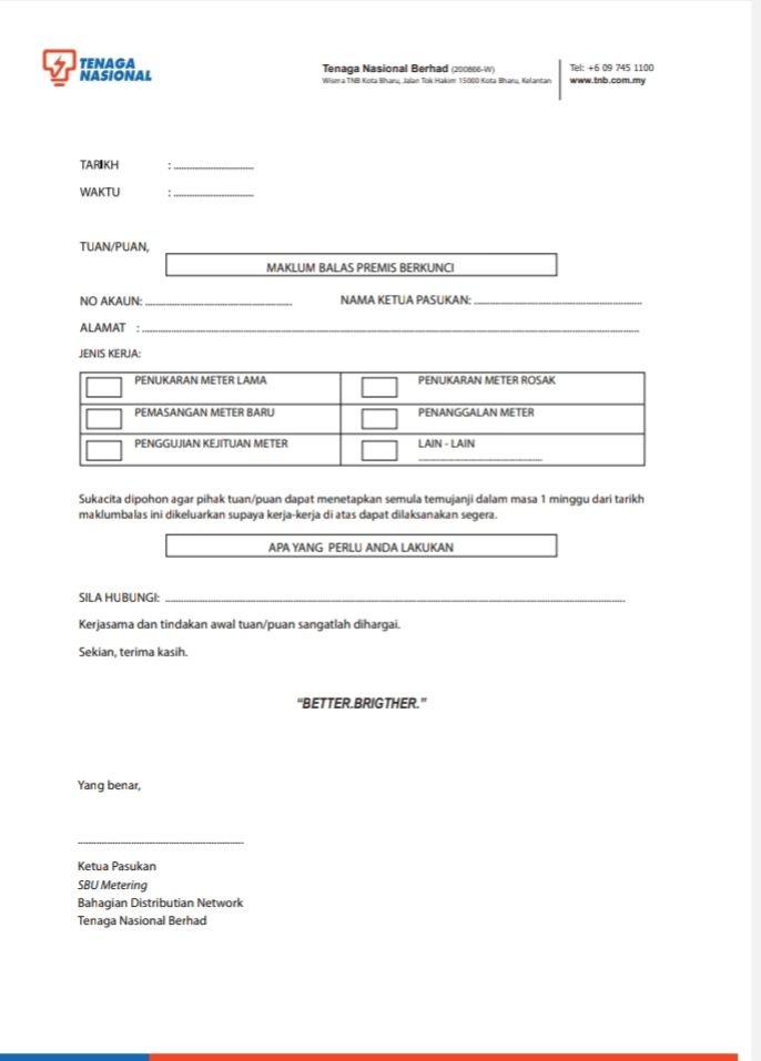 FORM MAKLUM BALAS PREMIS BERKUNCI- 2 PLY NCR- PRE PRINT