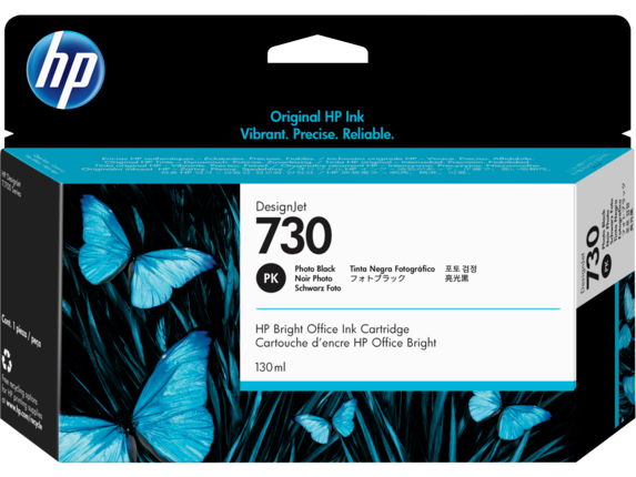 Genuine Malaysia HP Warranty - HP 730 Photo Black DesignJet 130ml Ink Cartridge