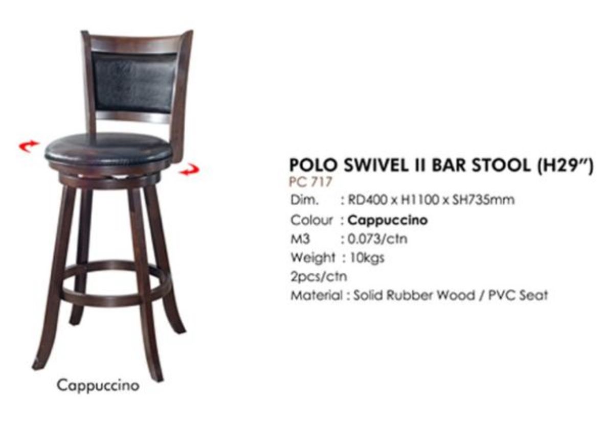 POLO 29″ Swivel bar chair-Walnut