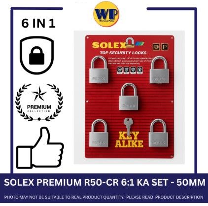 SOLEX PADLOCKS / SIZE 50MM / R50-CR 6:1 KA SET / KEY-ALIKE / MASTER KEY /SYSTEM PADLOCKS / 100% ORIGINAL / PREMIUM TOP SECURITY / KUNCI - 50MM