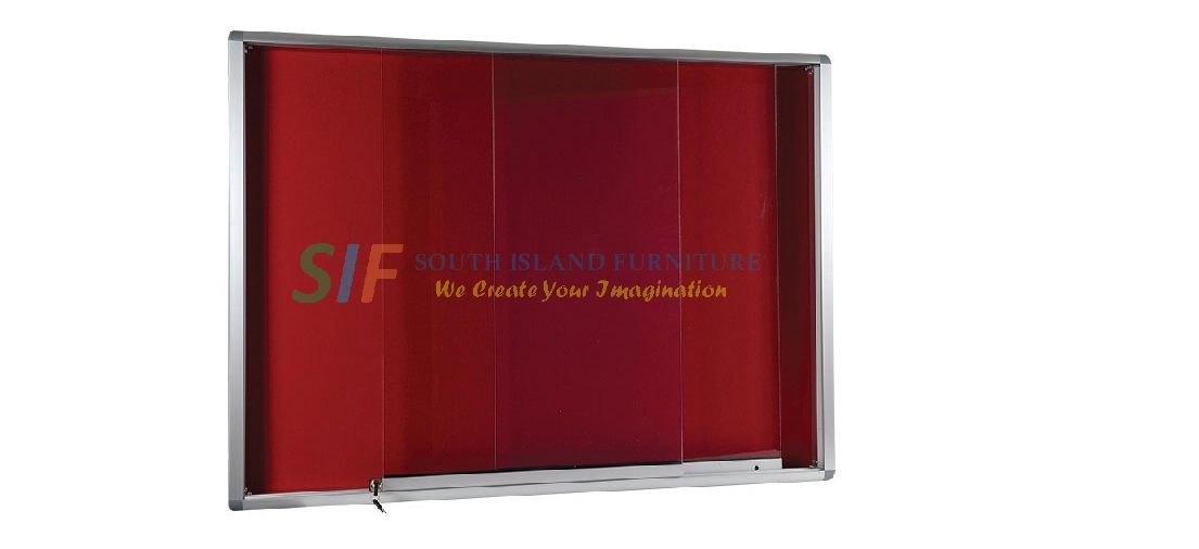 ALUMINIUM FRAME SLIDING GLASS NOTICE BOARD (CORK BOARD) 1800W X 1200H MM