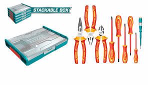 Total 9 Pcs Insulated Hand Tools Set + Stackable Box THKTV02H091