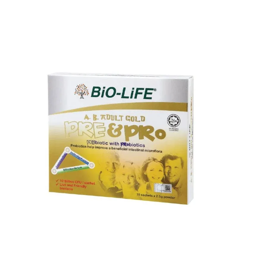 BIO-LIFE A.B. ADULT GOLD PRE & PRO POWDER SACHET 2.5G 10S