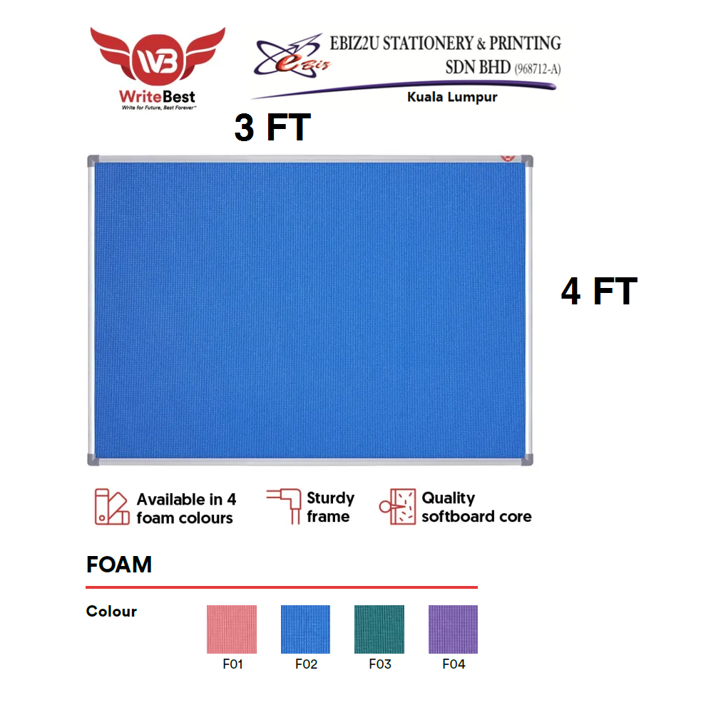 WriteBest Foam Notice Board With Aluminium Frame 2 X 3ft (60CMX90CM (HXW)