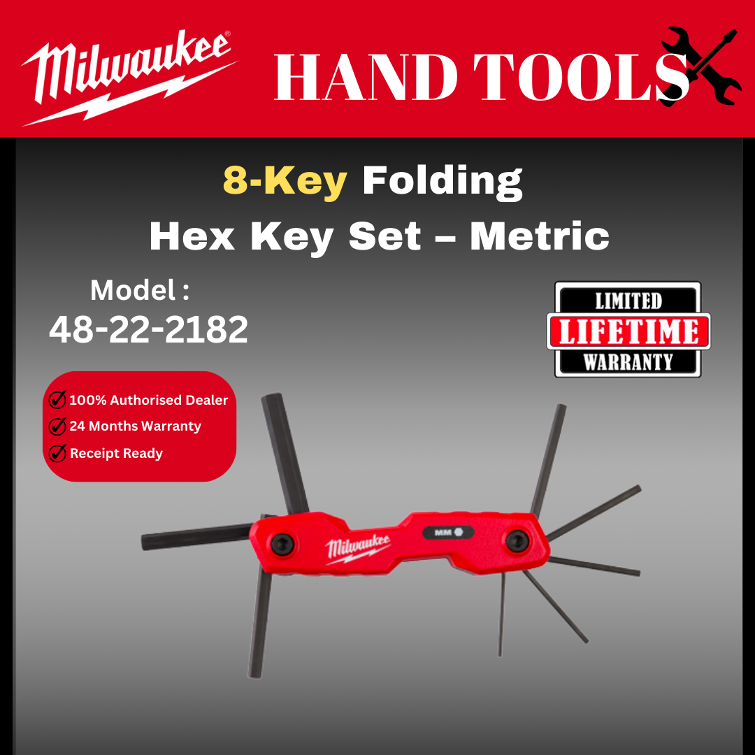 Milwaukee 8-Key Folding Hex Key Set 鈥�Metric / 48-22-2182 / Milwaukee Wrenches / Milwaukee Allen Key