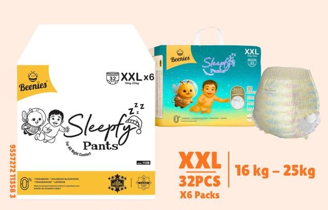 Beenies Sleepfy Pants – 6 Packs per Carton | Baby Diaper Pants (M / L / XL / XXL) 11308 XXL-Pants 1Ctn SL-11355-11358