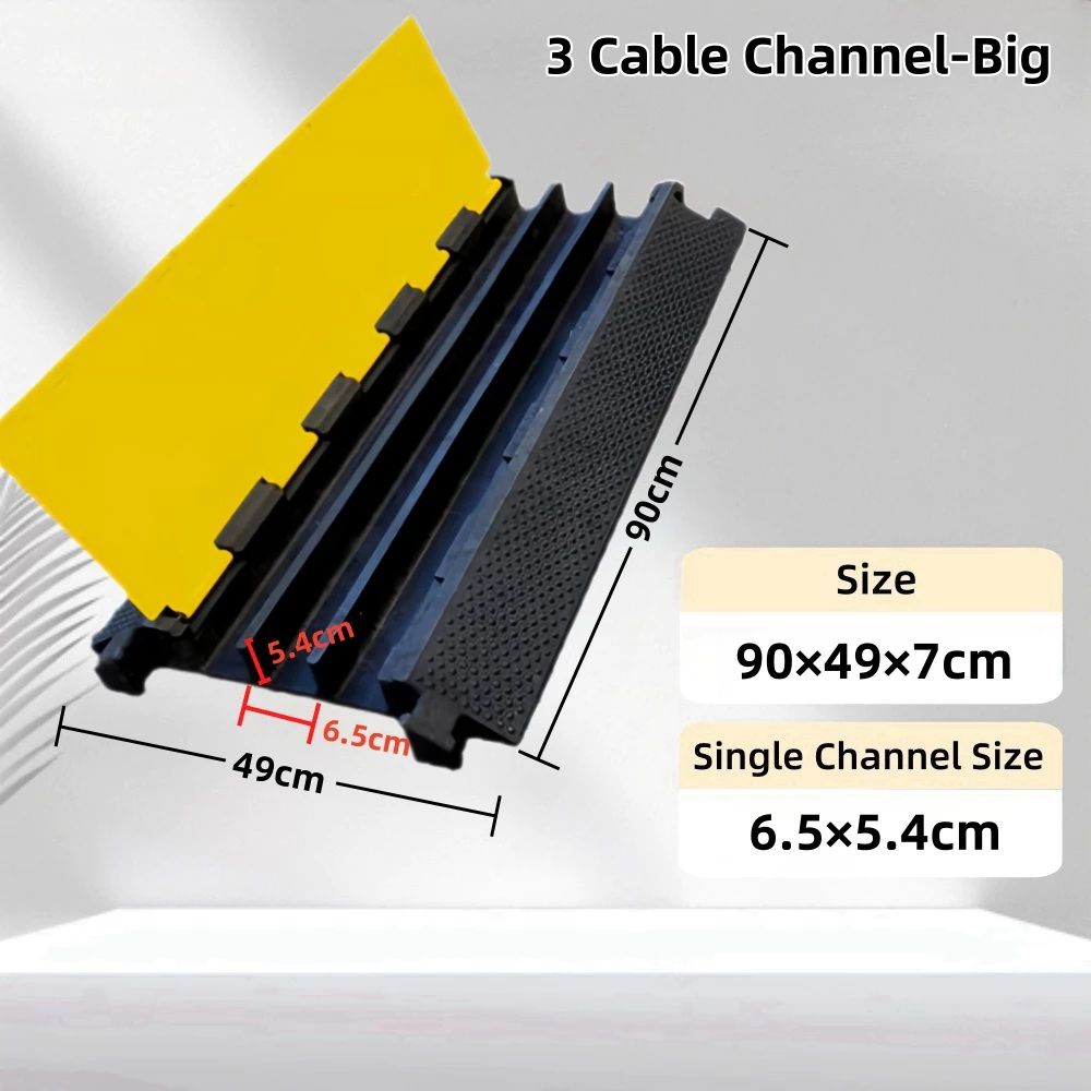 Rubber Cable Hump Speed Bump 3 Cable Channel Protector Ramp