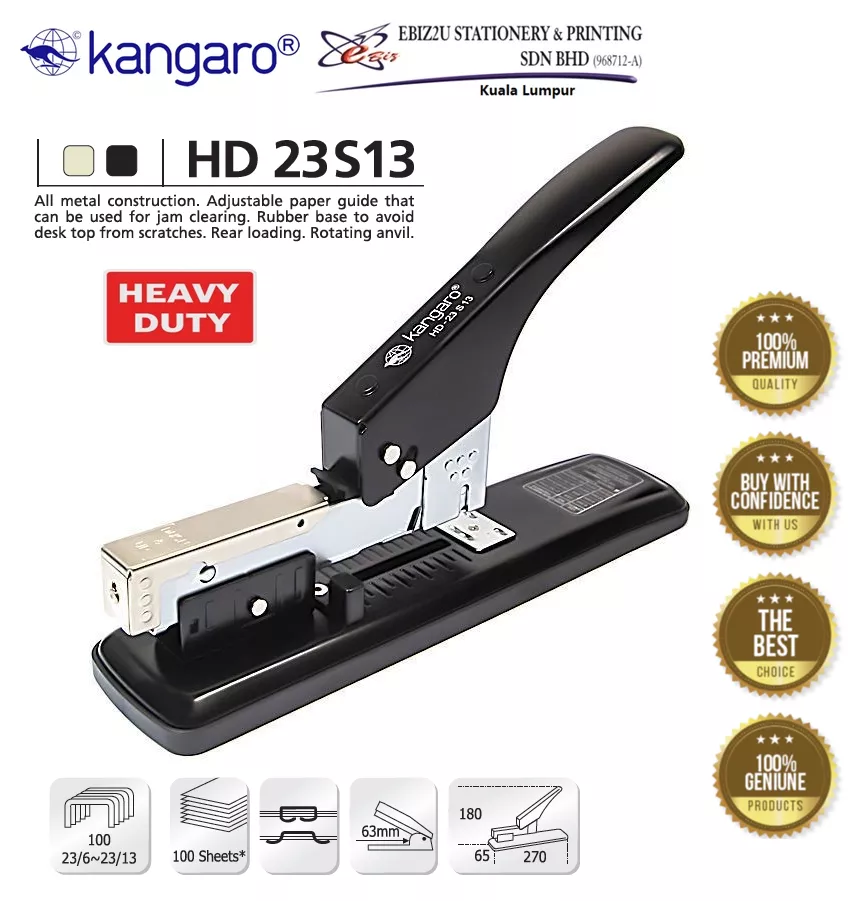 KANGARO HD-23S13 HEAVY DUTY STAPLER - 100 Sheets alat pengokot, kawat, stapler paper, Heavy Duty Stapler, Heavy Duty Staplers