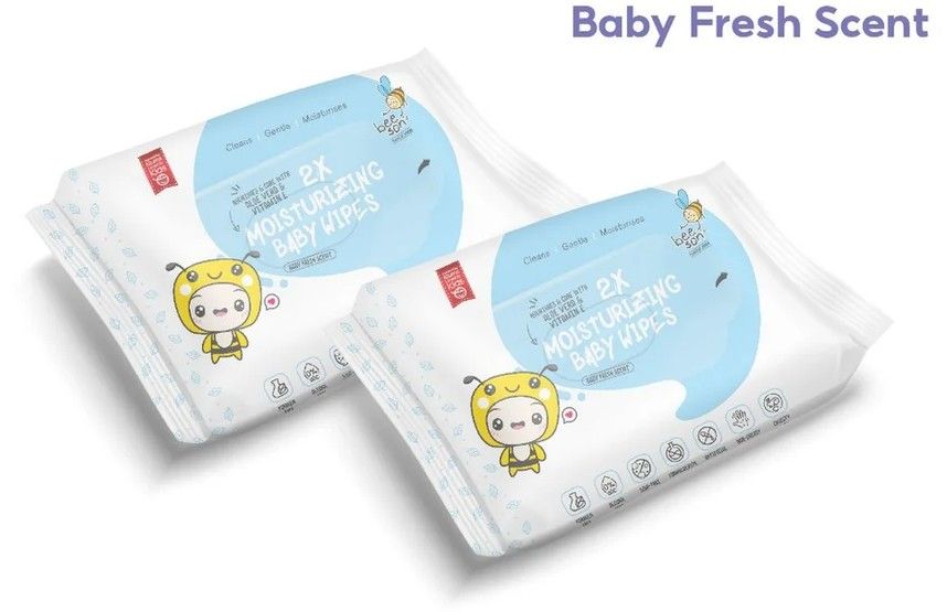 Beeson Double Moisturizing Baby Wet Wipes 30's x 2 Fragrance Free / Fragrance 10832 10833 10833 30's,6 Set ( 12 pack ) SL-10832-KK