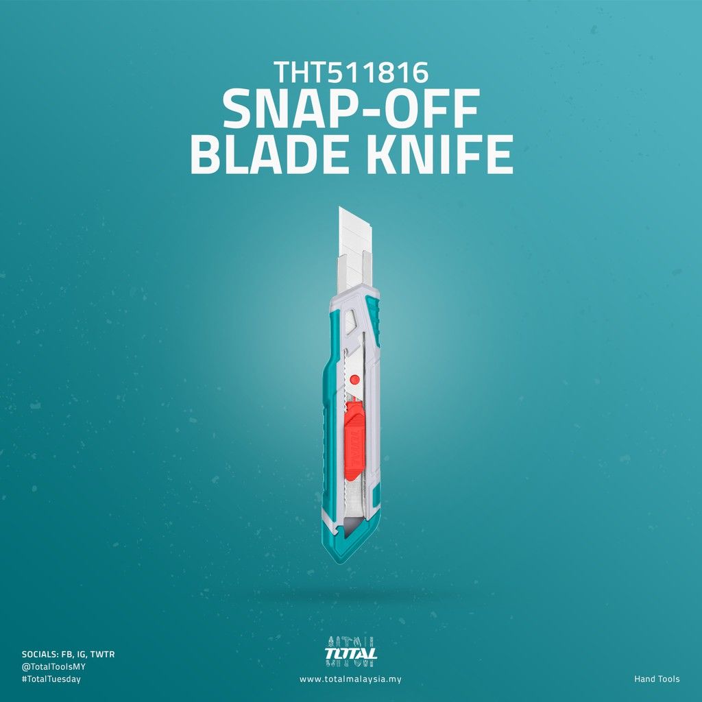 TOTAL SNAP-OFF BLADE KNIFE PUSH LOCK BLADE SK5 CARBON STEEL (100MM X 18MM/173MM) THT511816