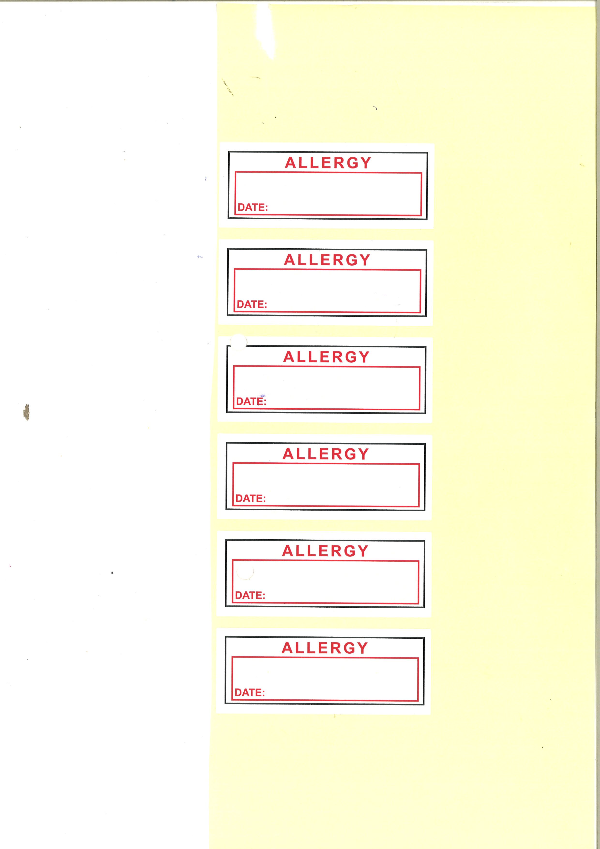 ALLERGY STICKER