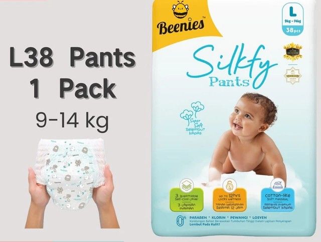 Beenies SILKFY Baby Disposable Diapers Pants M-XXL 1 Pack Single Pack Super Soft / Lampin Bayi Jenis Seluar 11010-11013 L38 Pants 1 Pack SL-11010-11013-KK