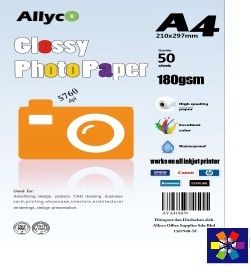 ALLYCO A4 Glossy Paper 180gsm / Photo paper RTSB 50 Sheets