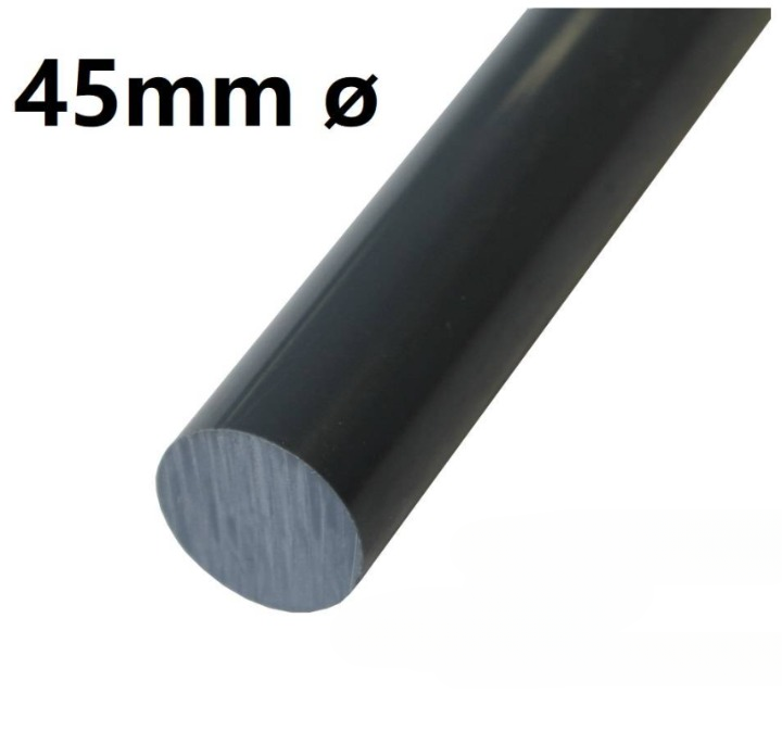 PTFE ROD BLACK 45MM DIAMETER CARBON FILLED PTFE (45MM X 500MM L