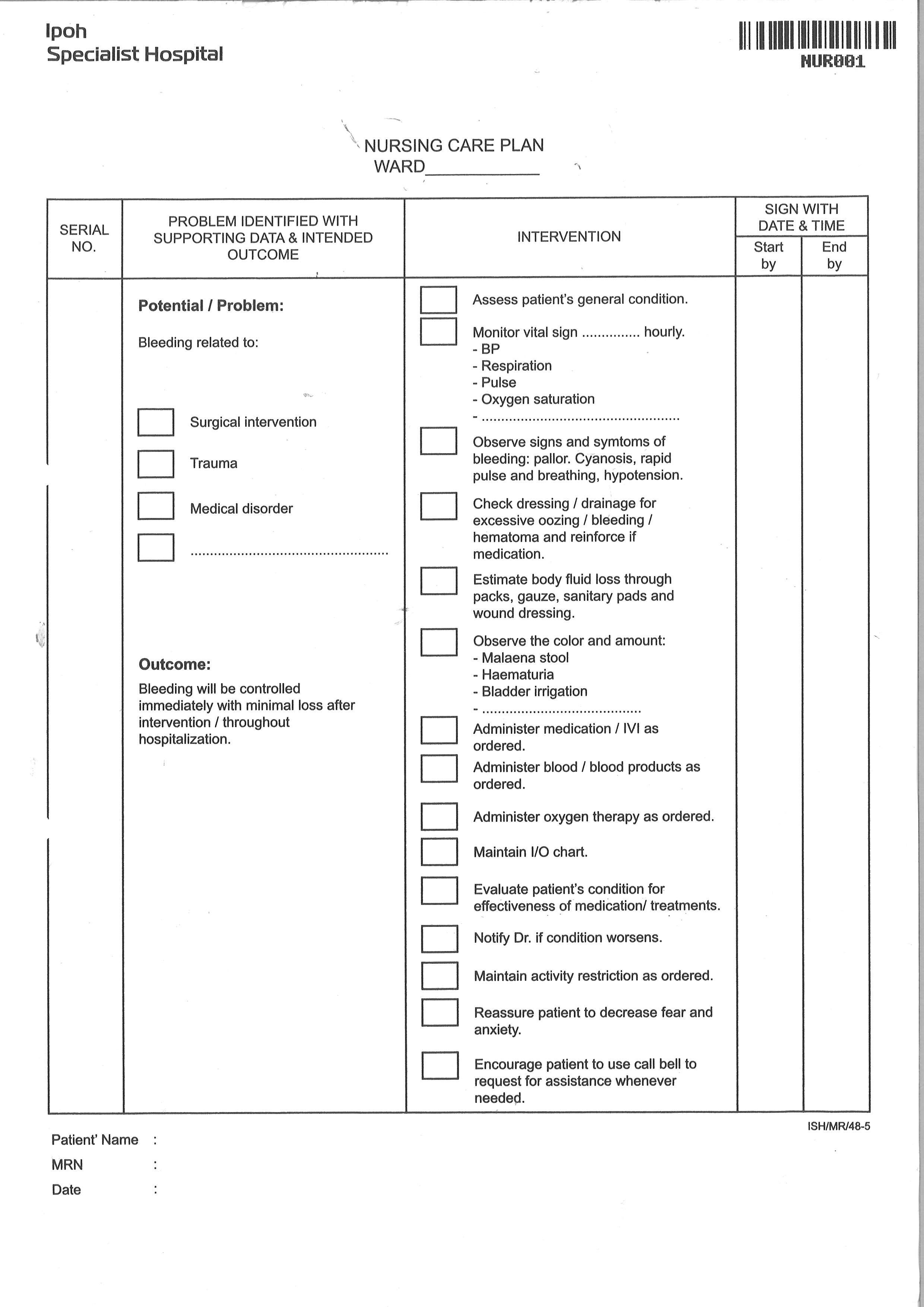 NURSING CARE PLAN WARD