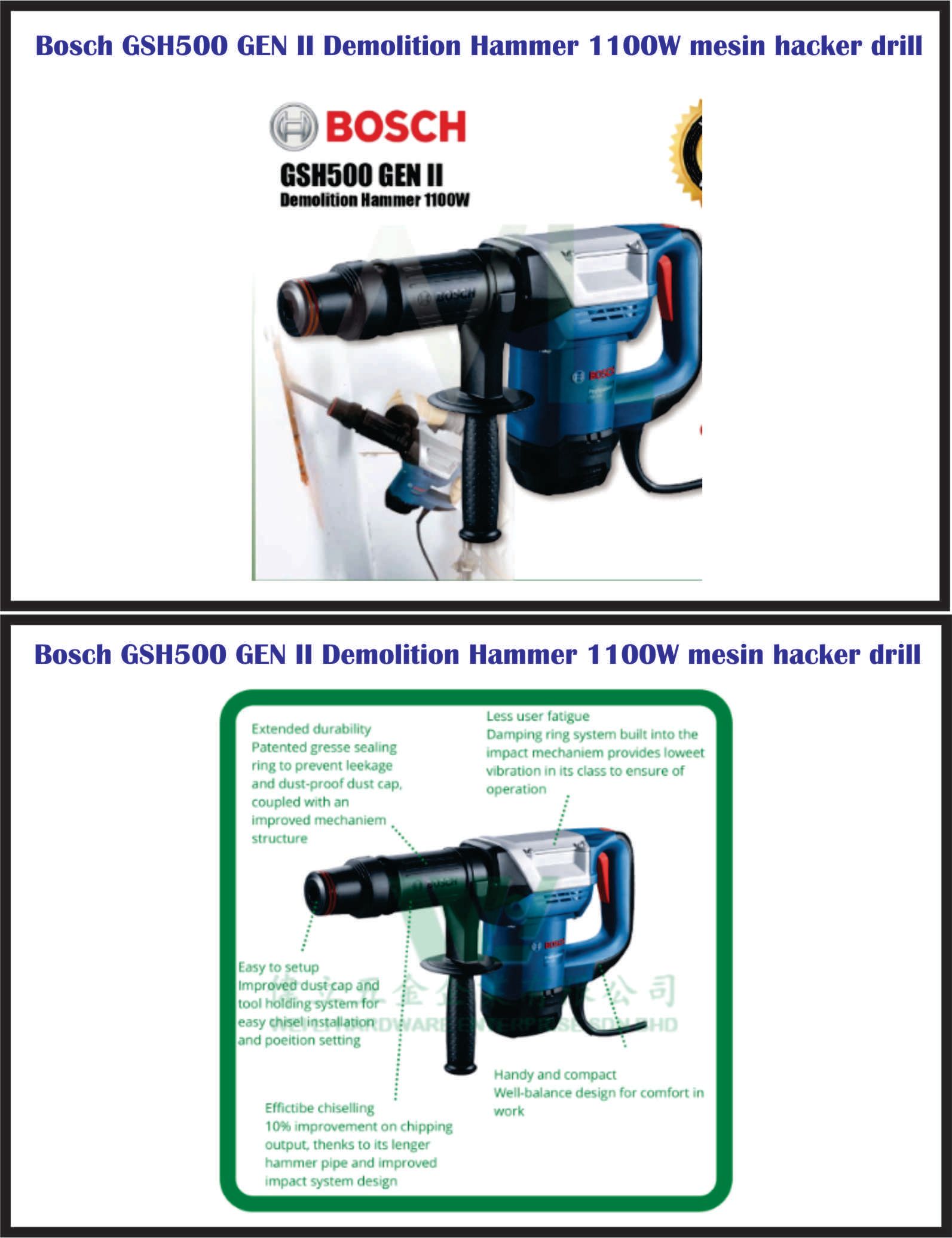 Bosch GSH500 GEN II Demolition Hammer 1100W mesin hacker drill-Free Delivery