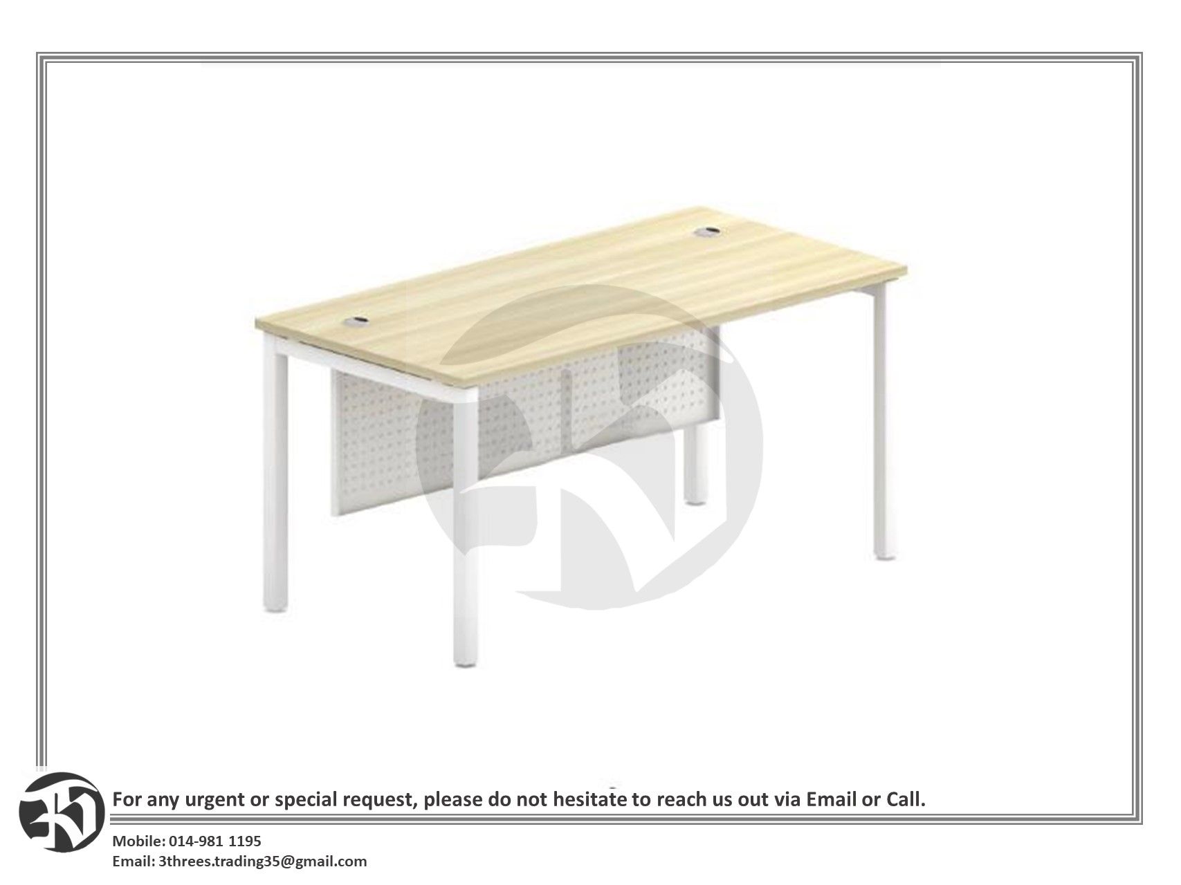 Rectangular Table With Metal Modesty Panel (1800W x 750D x 750H)