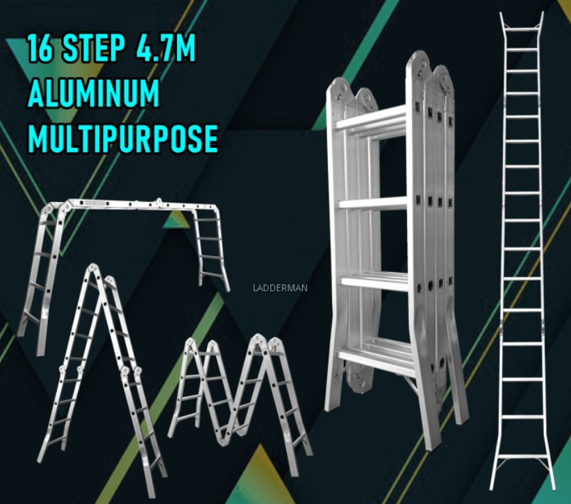WB47 16 STEP MULTIPURPOSE ALUMINIUM LADDER WIDER BASE