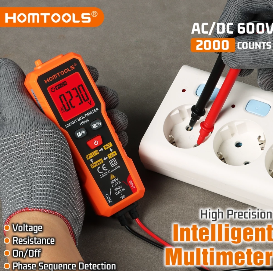 HOMTOOLS HM98 SMART DIGITAL MULTIMETER VOLTAGE TESTER AC/DC VOLT METER