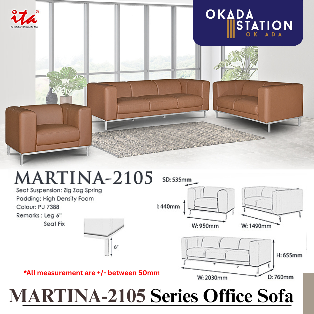 MARTINA SERIES OFFICE SOFA - ALL SIZE / SINGLE SEATER / DOUBLE SEATER / TRIPLE SEATER / 1+2+3 SEATER SET / VISITOR SOFA / PU LEATHER / FABRIC / SOFA PELAWAT / SOFA PEJABAT / SOFA / MARTINA-2105