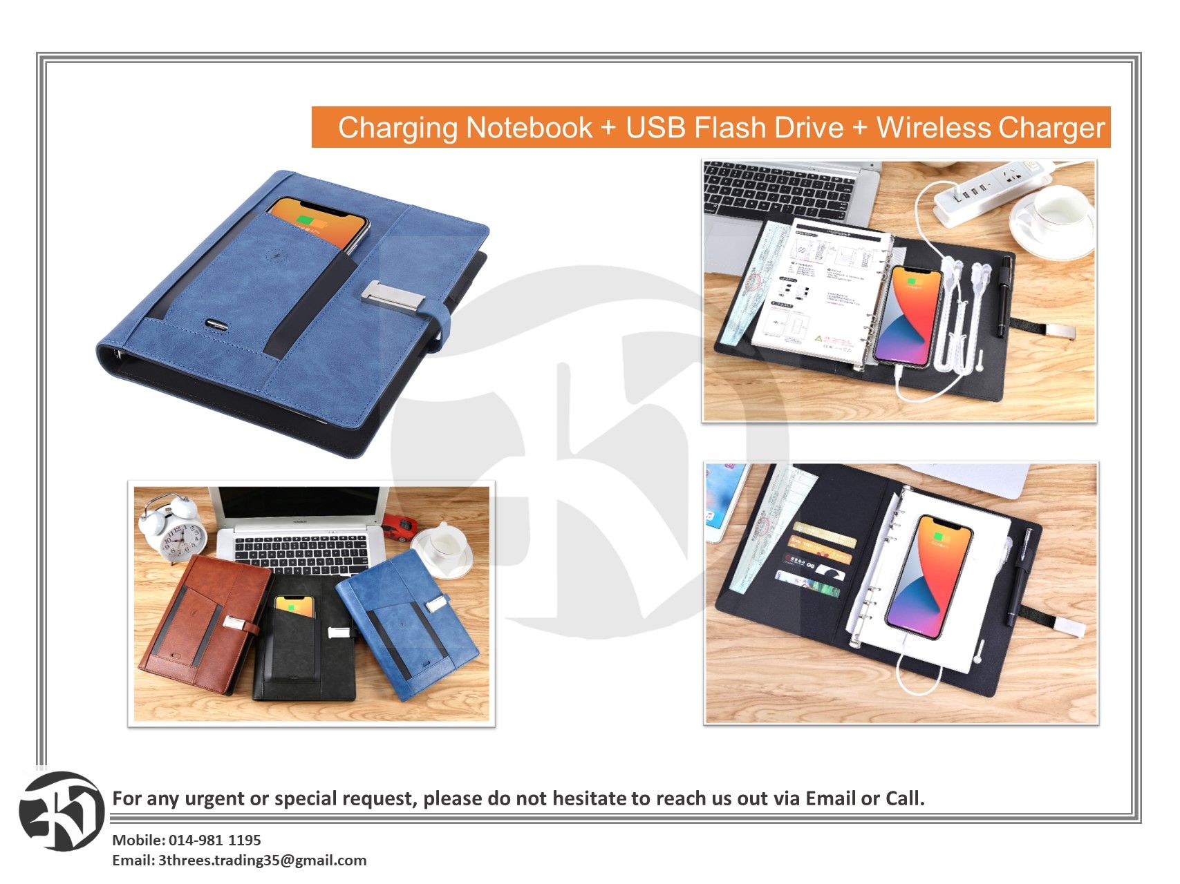 Charging Notebook (USB Flash Drive) And Wireless Charger TYPE 2