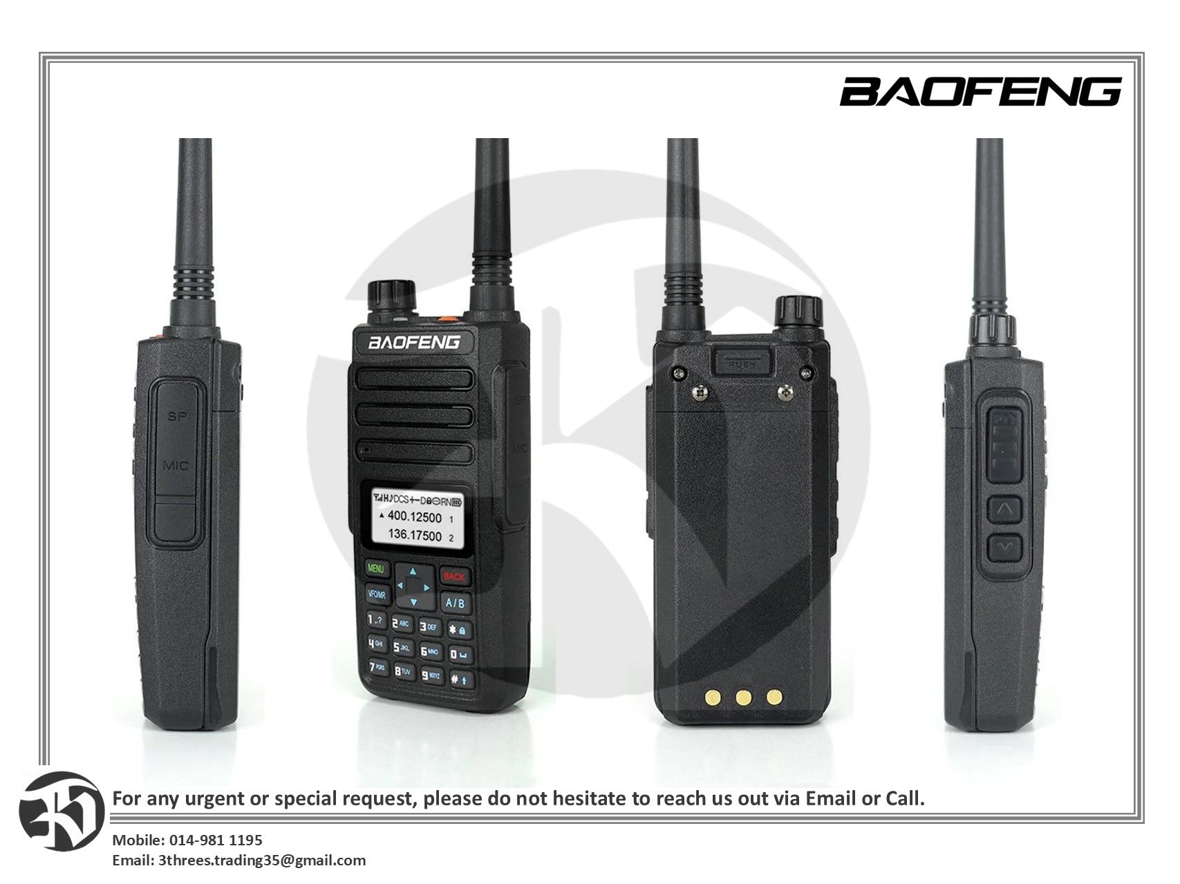 Baofeng BF-H6 10W Walkie Talkie VHF/UHF Dual Band