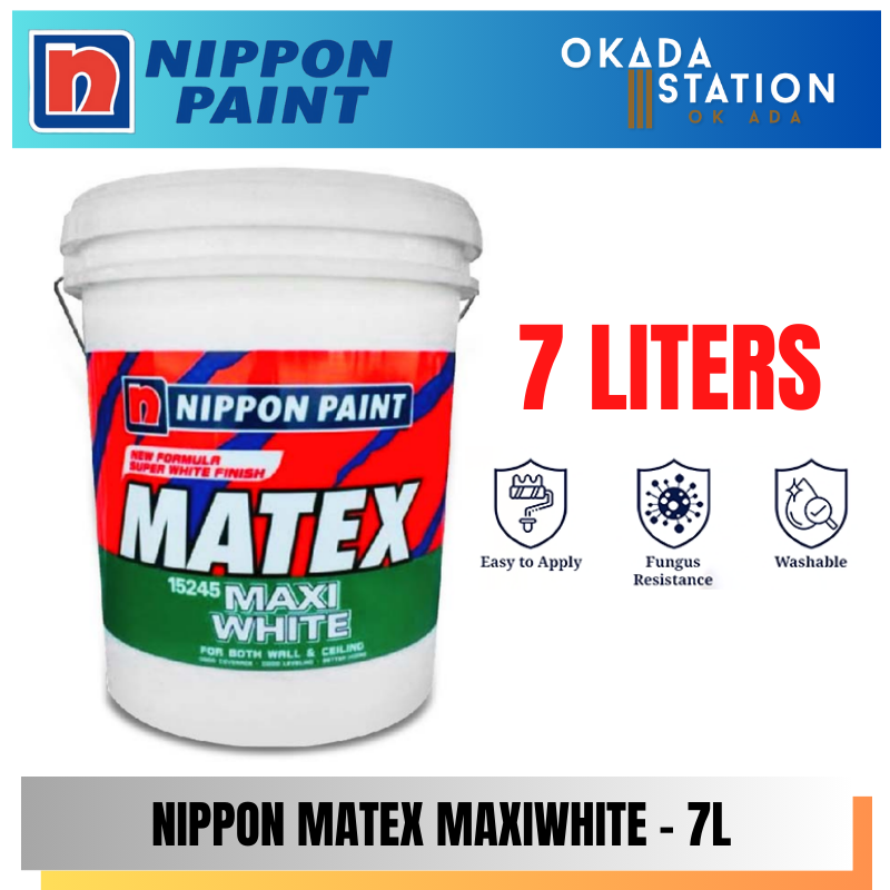 Nippon Paint / 7L / 7 Liter / Interior Paint / Ceiling Paint / MATEX Maxi White (15245) / Water Based / Cat Dalaman / Cat Siling / Cat Air / Cat