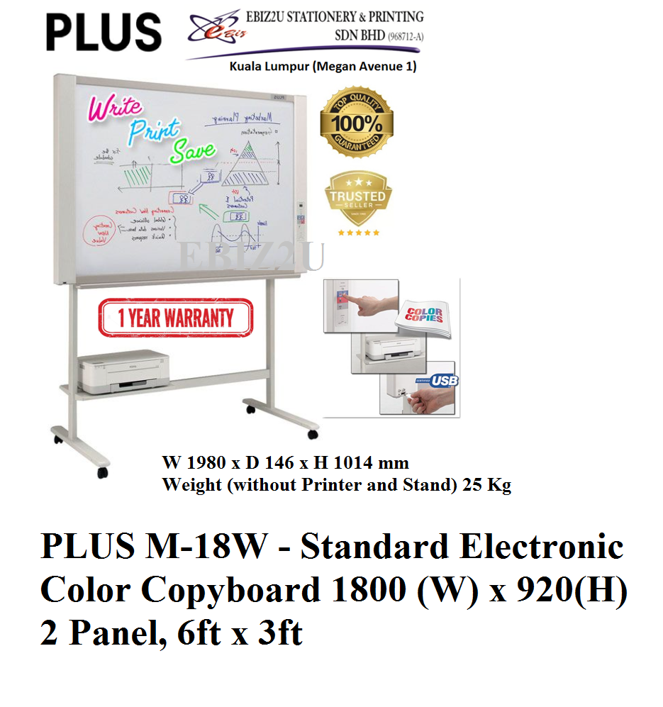 PLUS M-18W - Standard Electronic Color Copyboard 1800 (W) x 920(H) 2 Panel, 6ft x 3ft, PLUS Copyboard, Papan Interaktif , electronic board, papan tulis, electronic white board, electronic copyboard