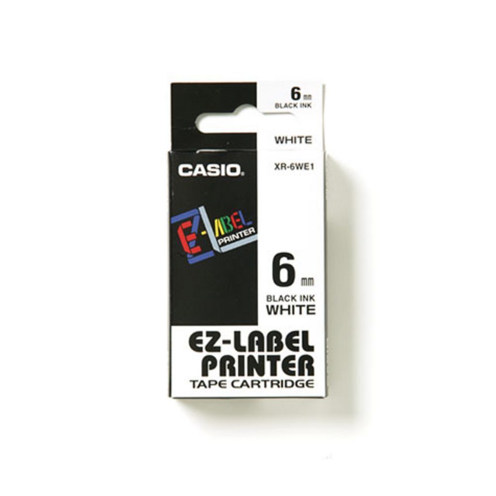Casio EZ-Label Printer Tape Cartridge Black On White 6mm / Casio / Casio EZ-Label Printer / Tape Cartridge / Black On White / SIZE 6mm