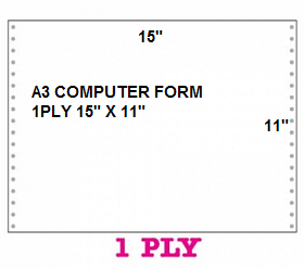A3 COMPUTER PAPER 1 PLY 15'' X 11''