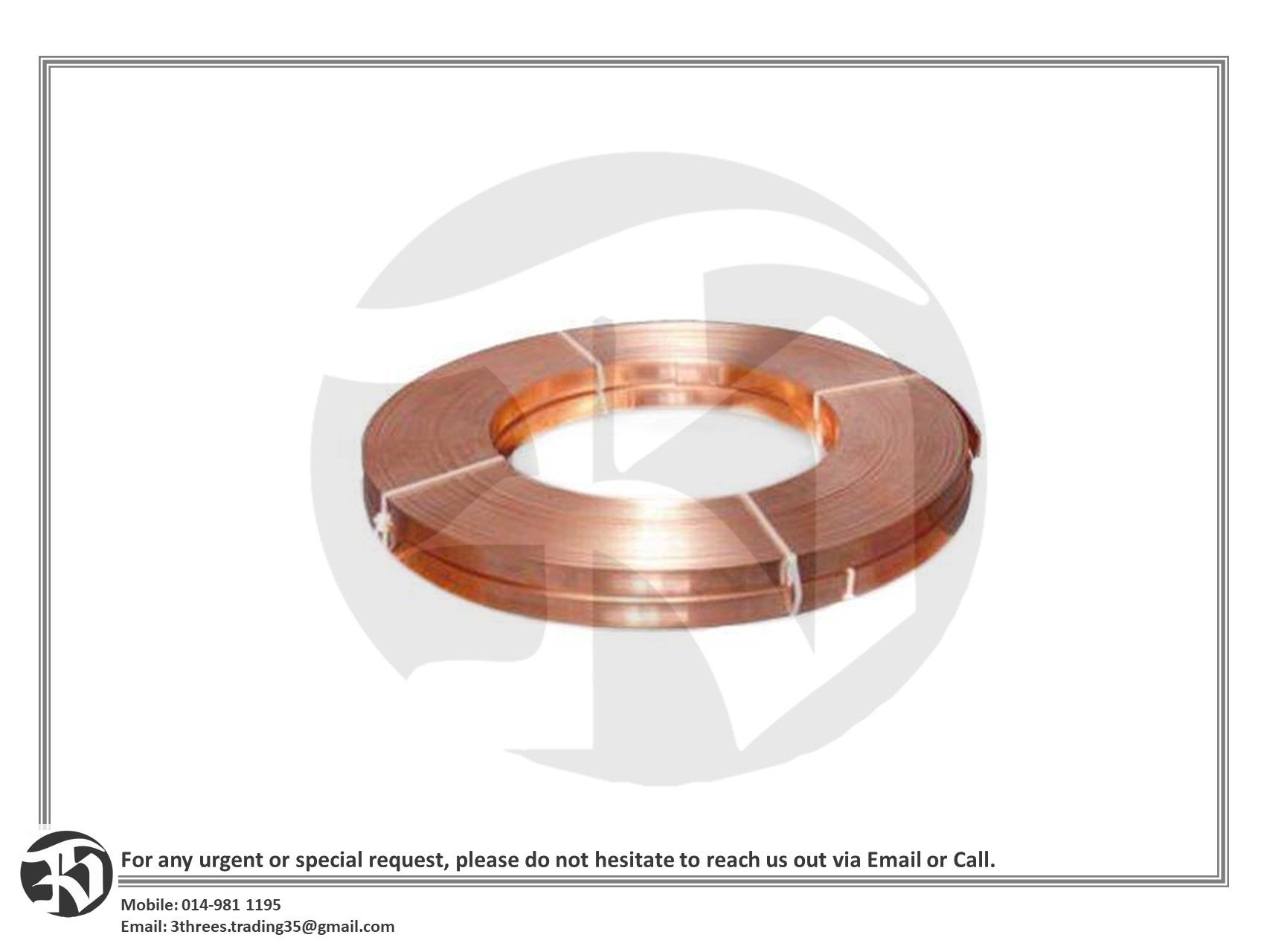 Copper Earth Tape/Strip 25mm x 3mm - 1 meter