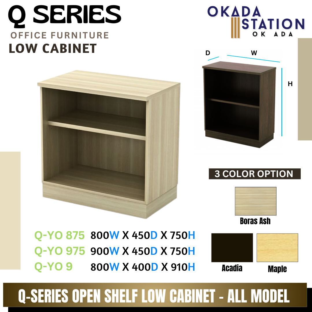 Q SERIES OPEN SHELF LOW CABINET ALL MODEL - (Q-YO 875) , (Q-YO 975) & (Q-YO 9) / Q SERIES / WOODEN CABINET / LOW CABINET / NO DOOR CABINET / OPEN SHELF / CABINET