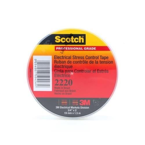 3M 2220 Scotch Elect Stress CTL Tape 19mm x 1.5m x 0.76mm Black [HC000610853] 2382206